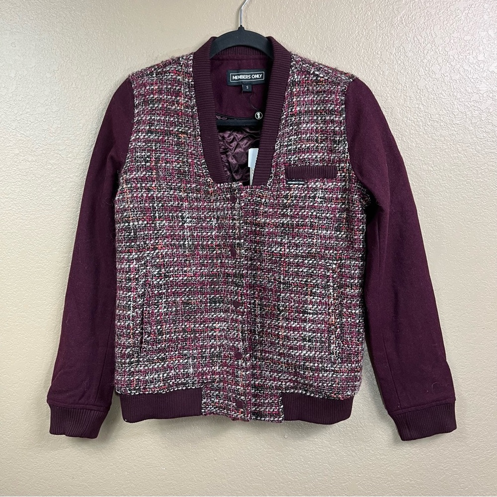 NWT Members Only Burgundy Tweed Jacket - Picture 2 of 9